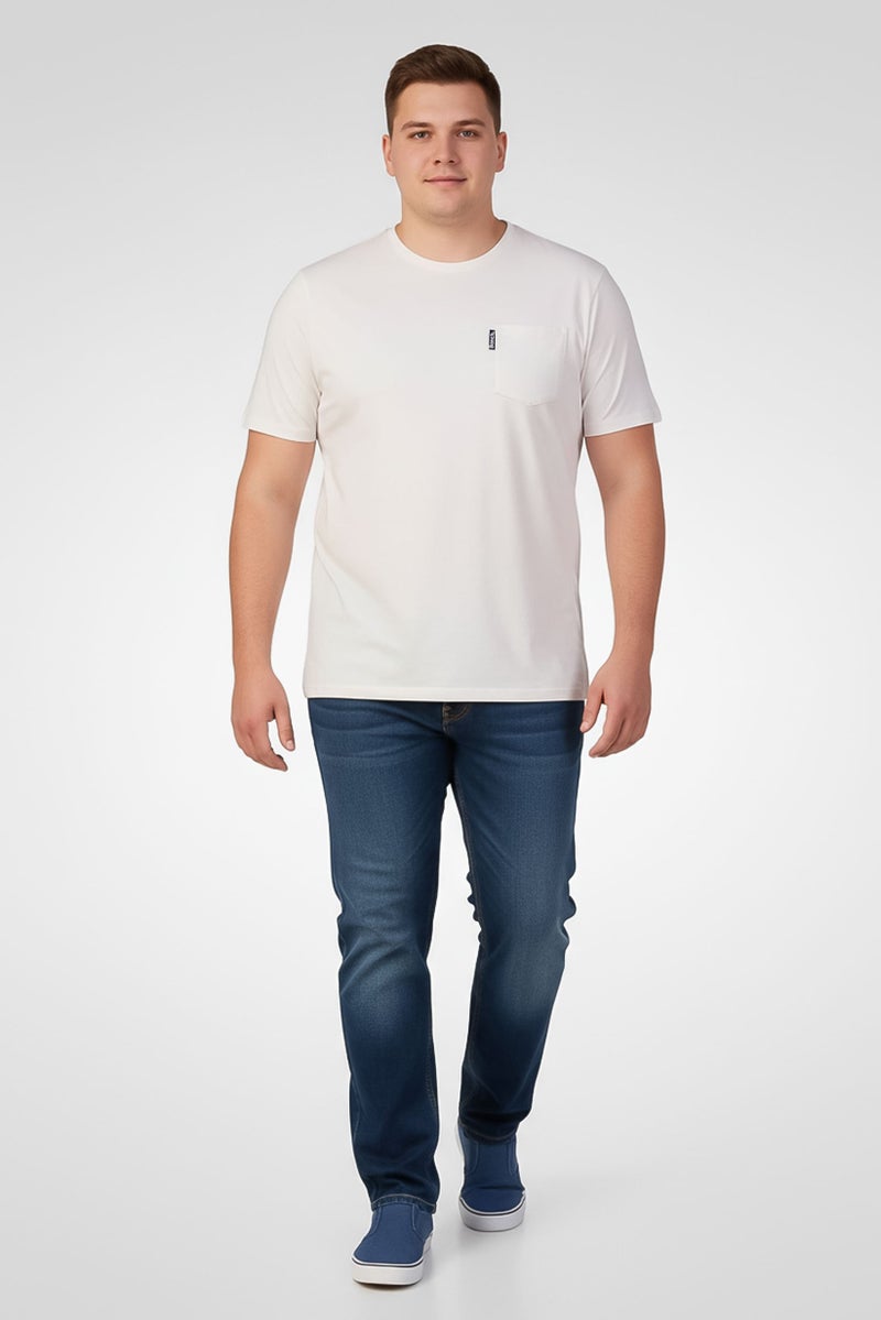 Bench Men Crew Neck Short Sleeve Brand Logo T-Shirt, White - Image 1